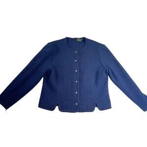 MAIRI Boiled Wool Cardigan Sweater Woman S Vintage Walking Jacket Brass Buttons